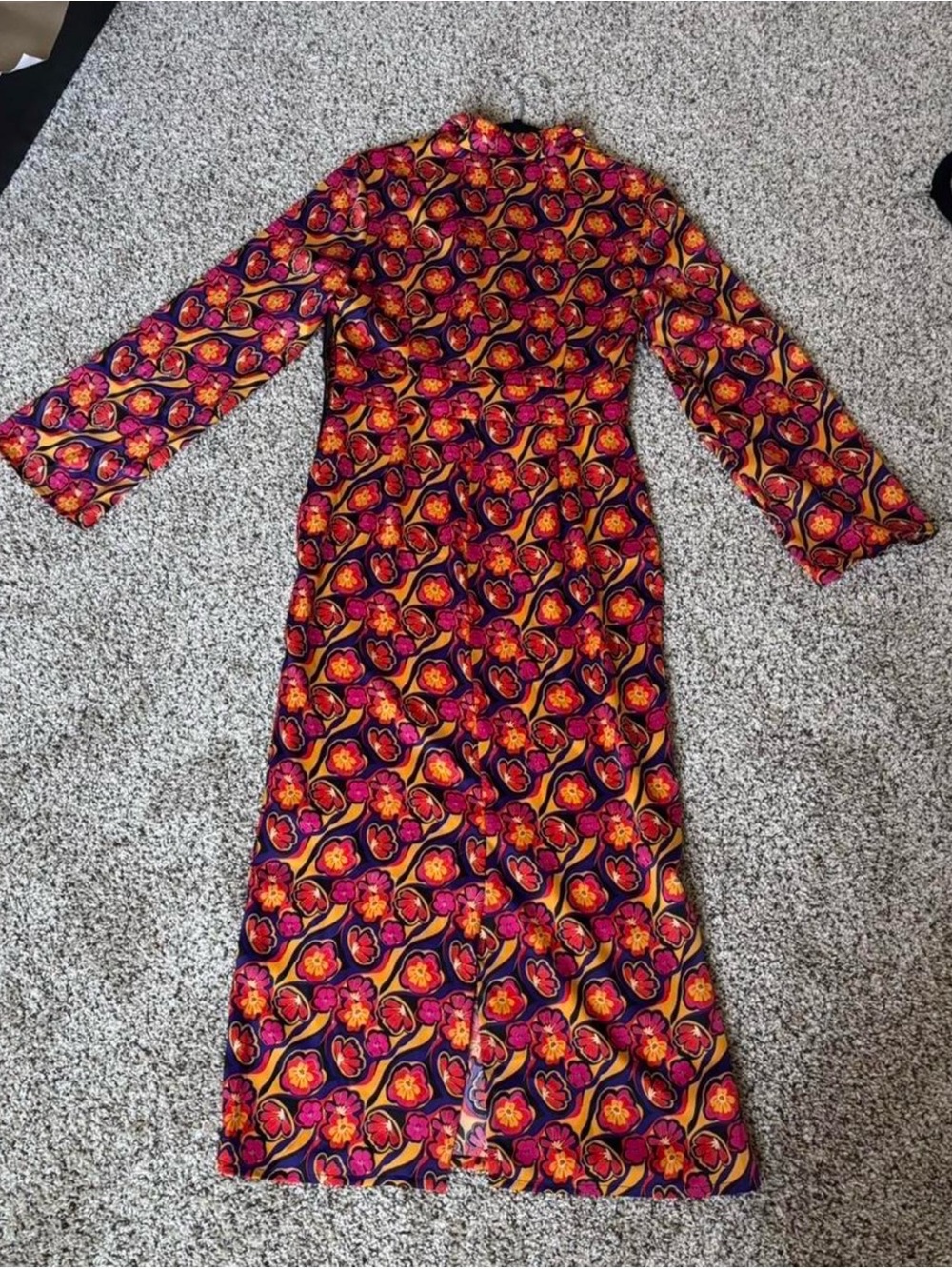 Nasty Gal Pink Multi Floral Keyhole Long Sleeve Maxi Dress with Cutouts Size 6 - Picture 6 of 8